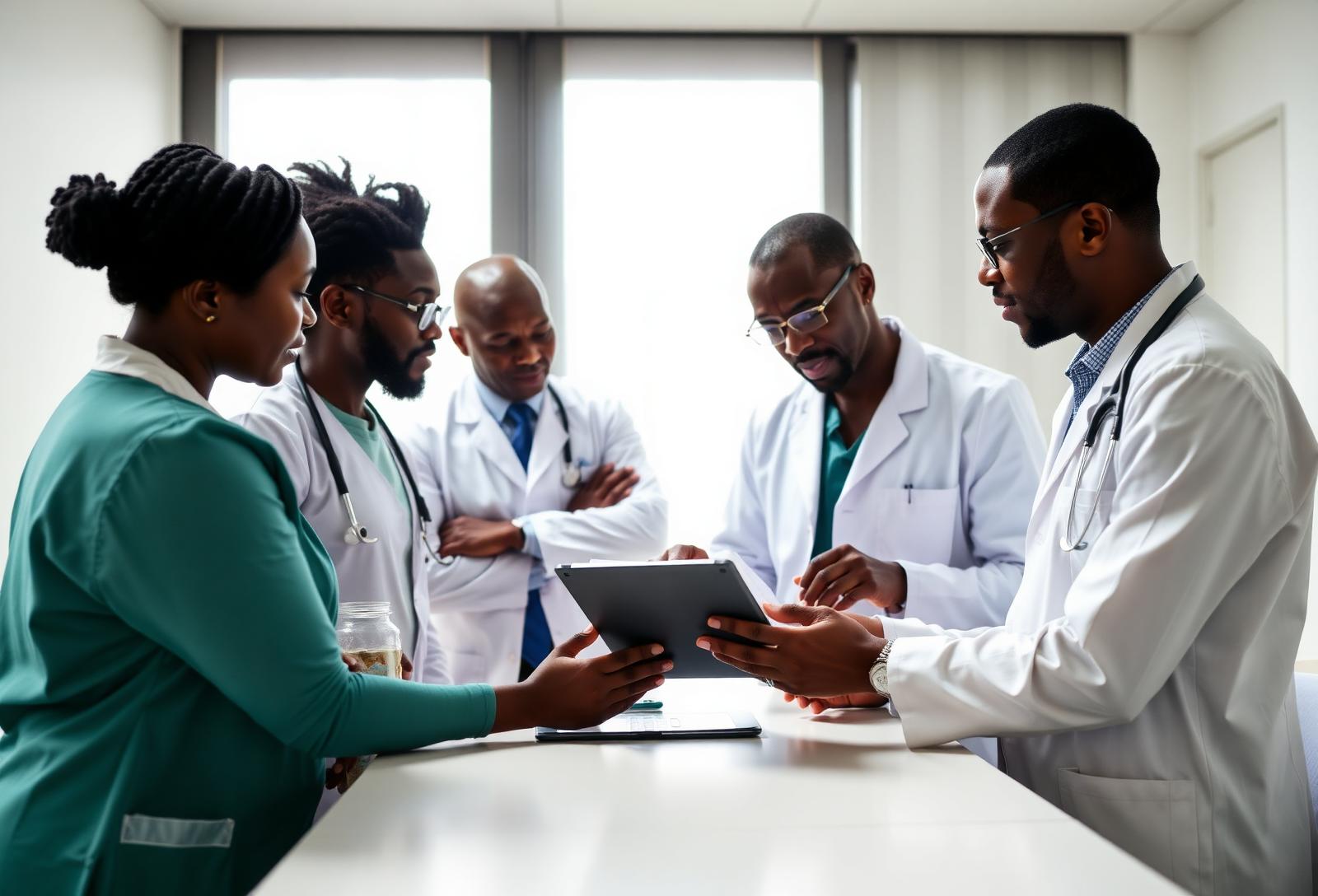 NIMC consultant team reviewing a patient case in Abuja