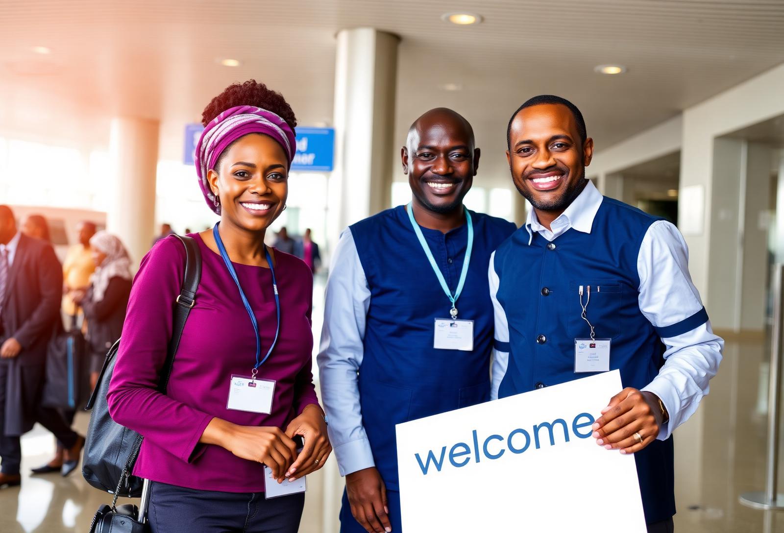 International patients being welcomed by multilingual NIMC coordinators at Abuja airport
